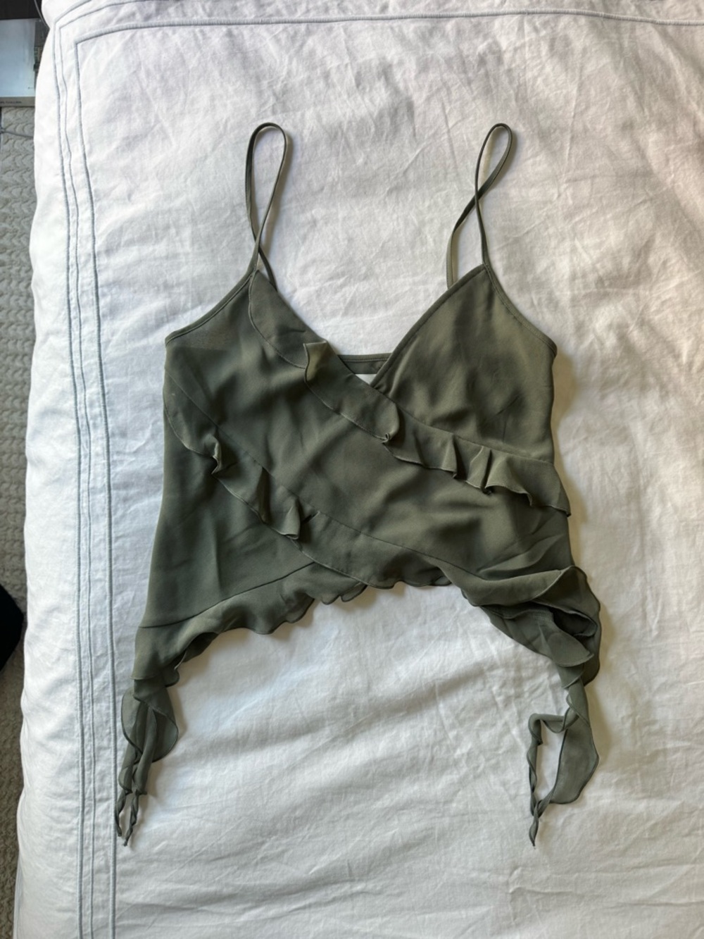 Wilfred Olive Ruffle Wrap Cami Top